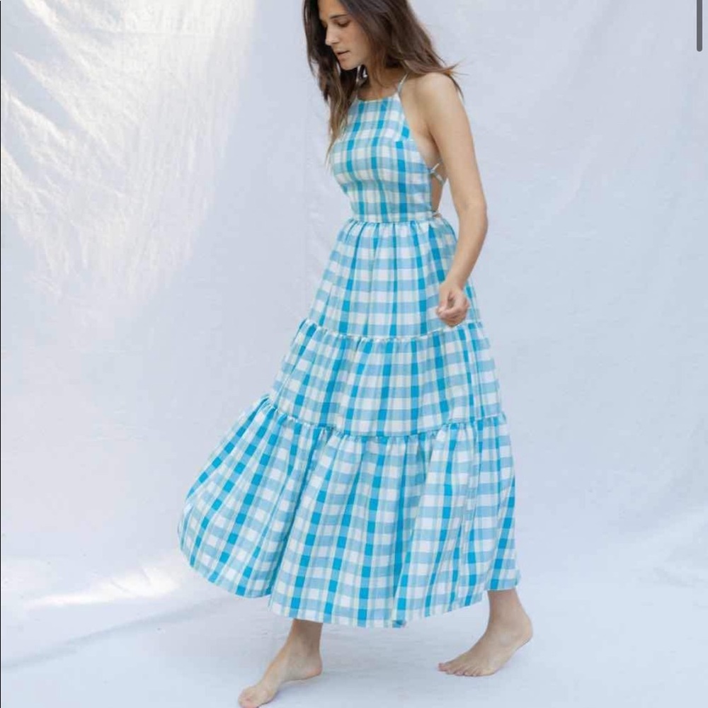 Christy Dawn Blue and White Checkered Dress